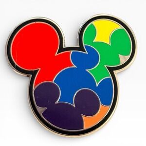 Disney Trading Pin Multi-colored Rainbow Mickey Head Icon